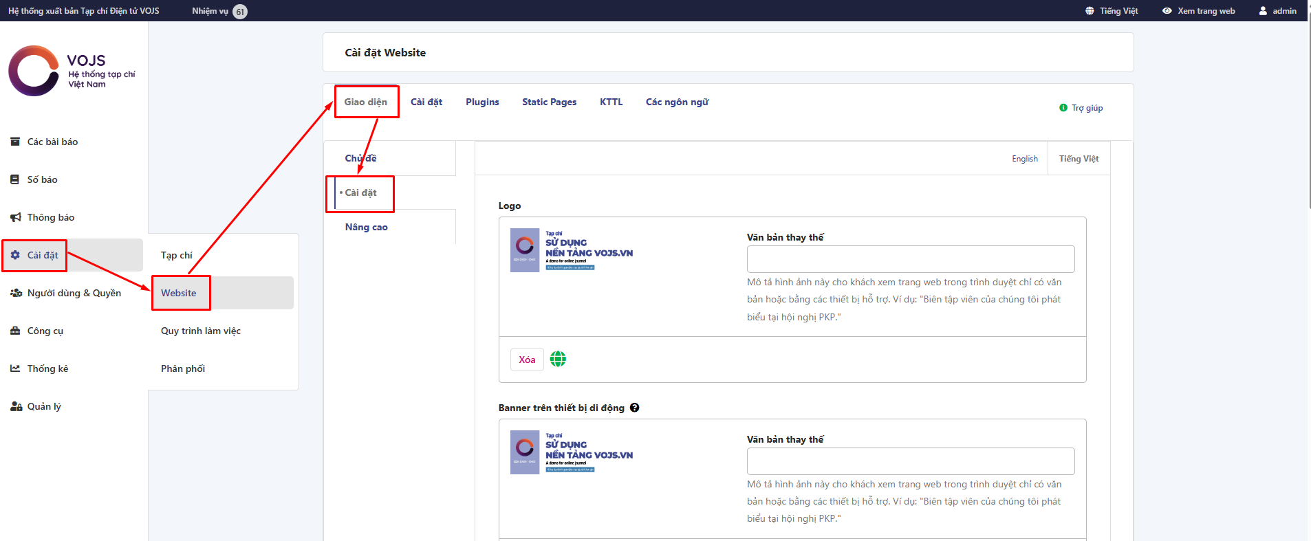 Chỉnh sửa Sidebar