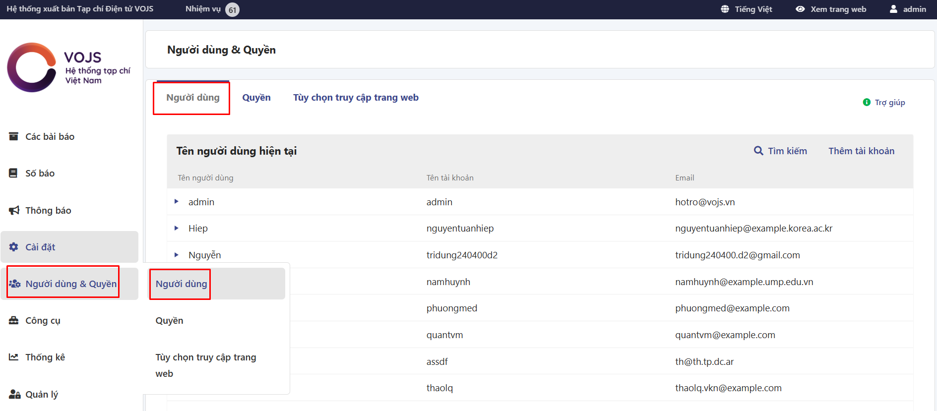 Tạo người dùng