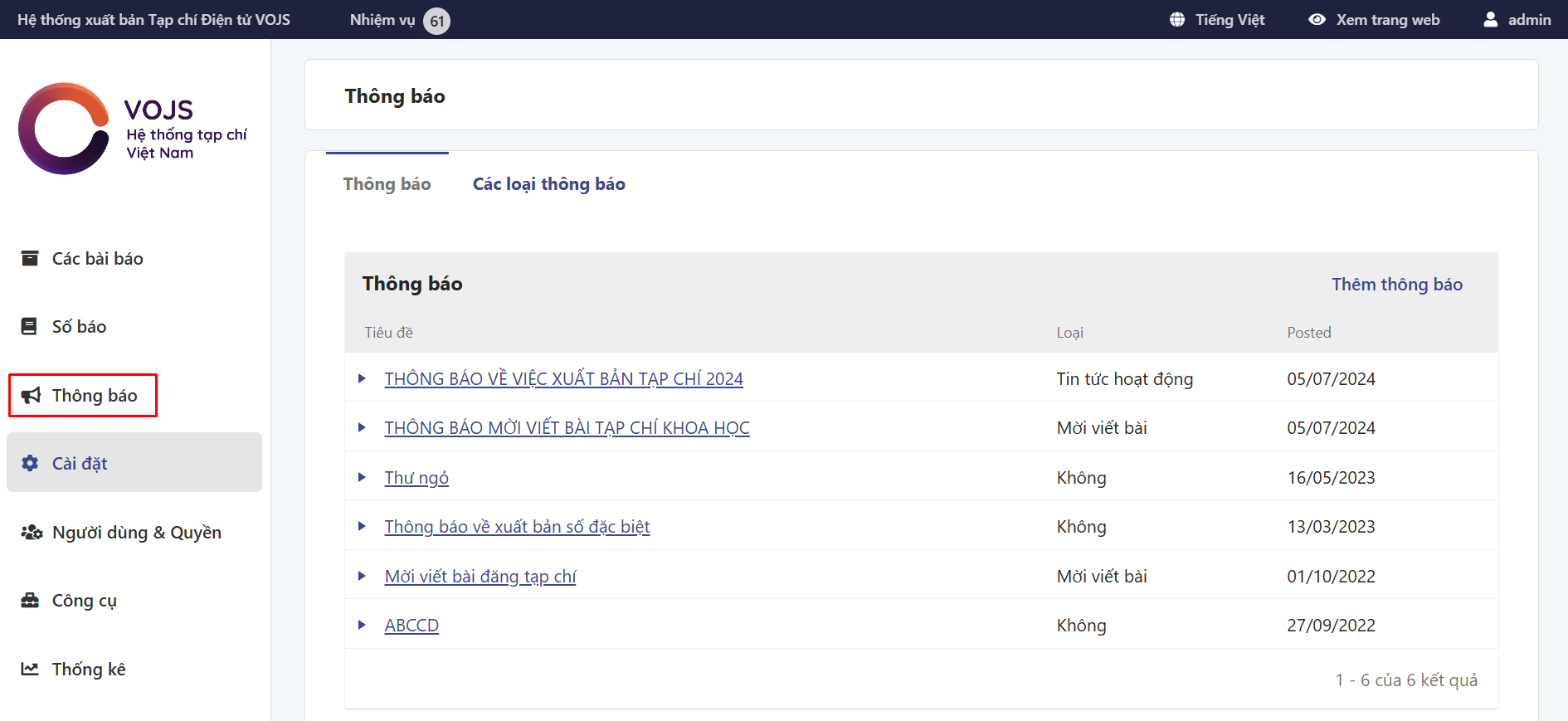 Hướng dẫn tạo thông báo