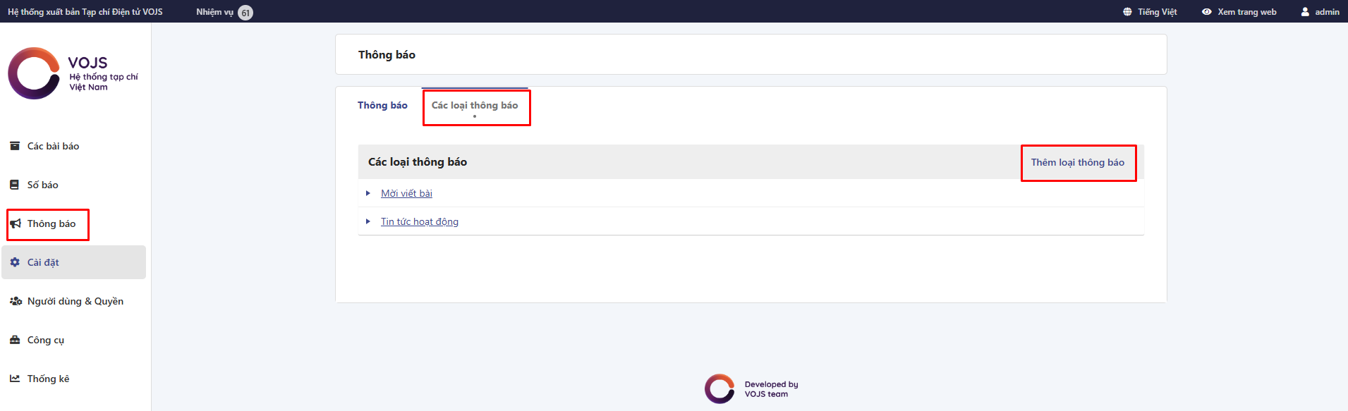 Hướng dẫn tạo thông báo